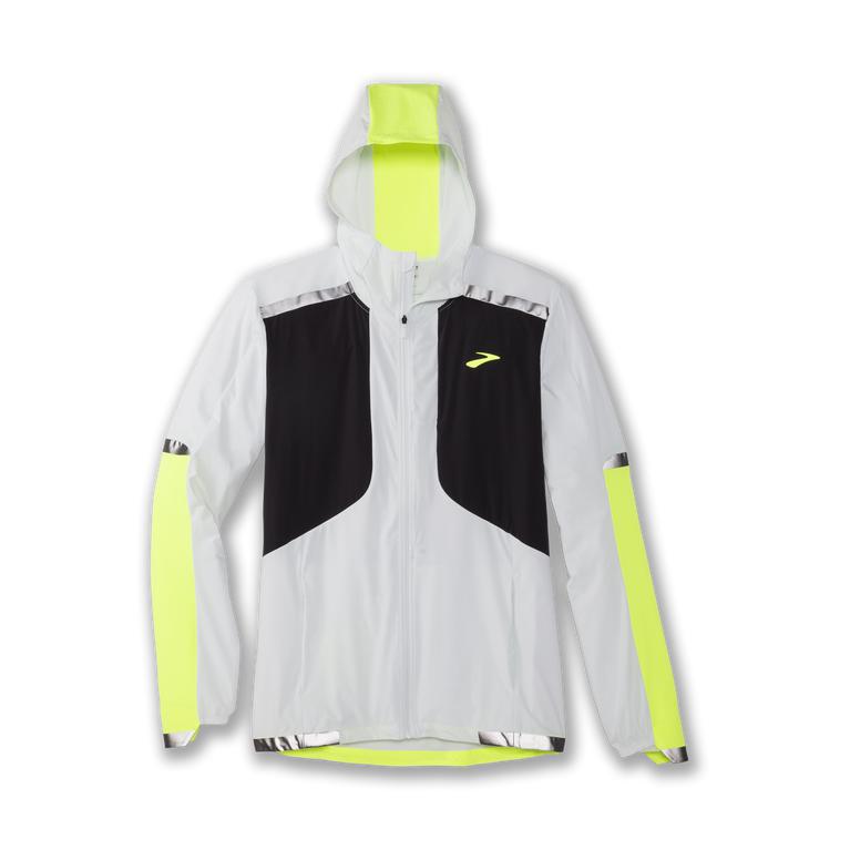 Brooks Carbonite Running Jackets - Men's - Icy Grey/Black/NIghtlife/GreenYellow (87269-YAGV)